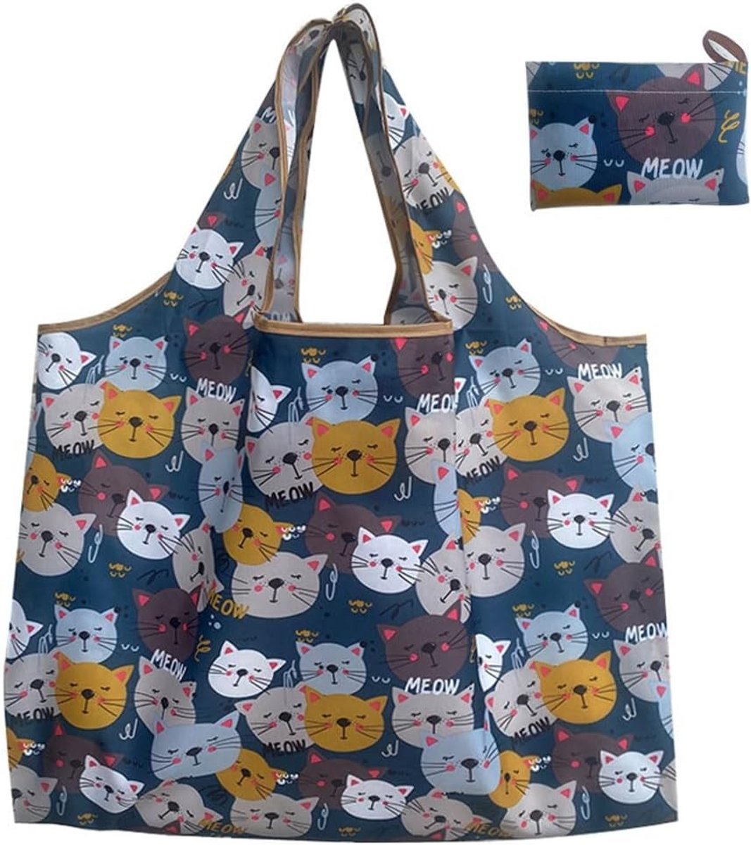 Vouwbare Waterdichte Nylon Boodschappentas - Grote Capaciteit, Draagbaar, 50 x 40 cm, Blauwe Tas voor Dagelijks Gebruik en Winkelen