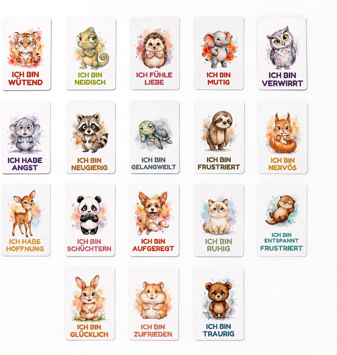 18 Stuks Emotiekaarten Kinderen – Emotiekaarten met Dieren voor Kleuters & Thuis, Pedagogisch Waardevol Cadeau ter Bevordering van Emotionele Intelligentie