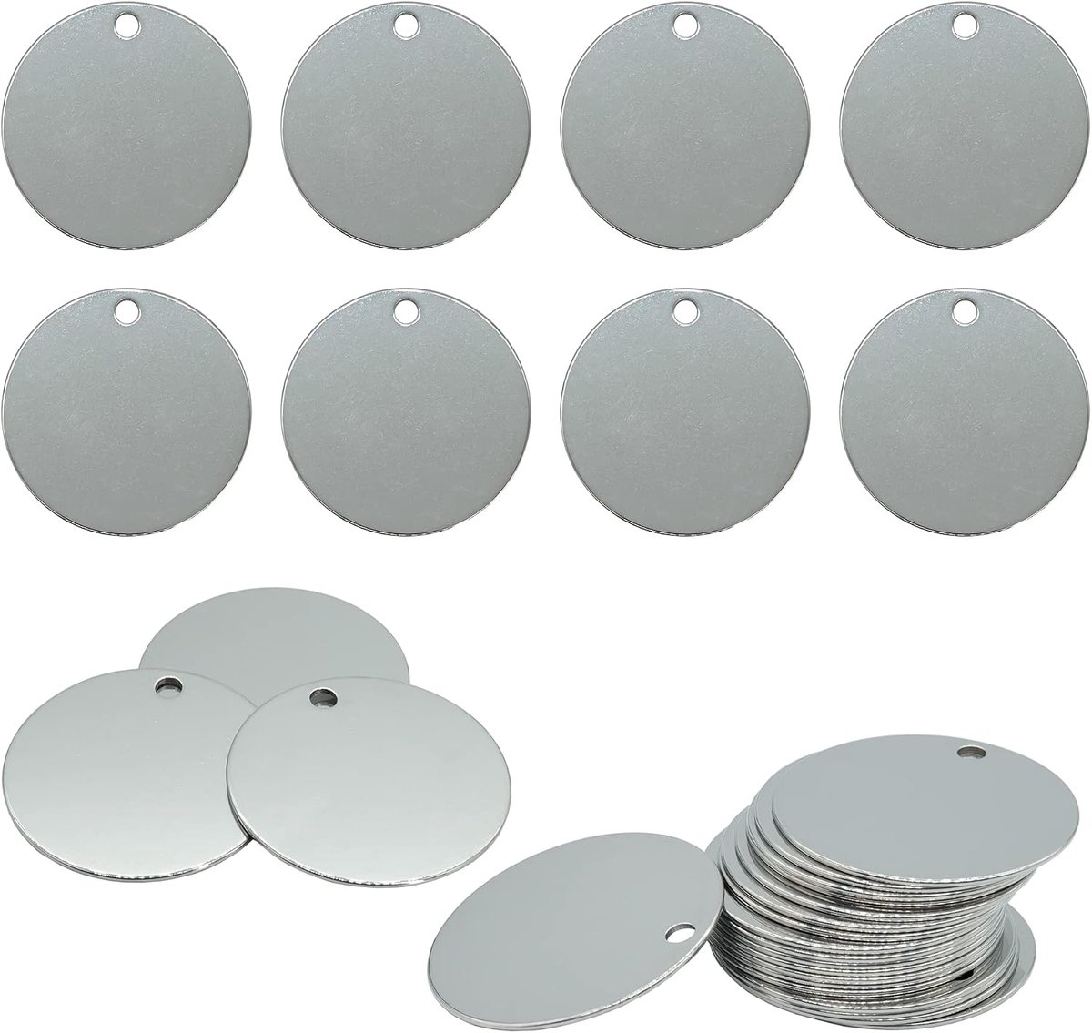 3,8 CM Ronde Metalen Graveren Blanks Stempelen Blanks met Gat Roestvrij Staal Blanco Tags 25 Pack