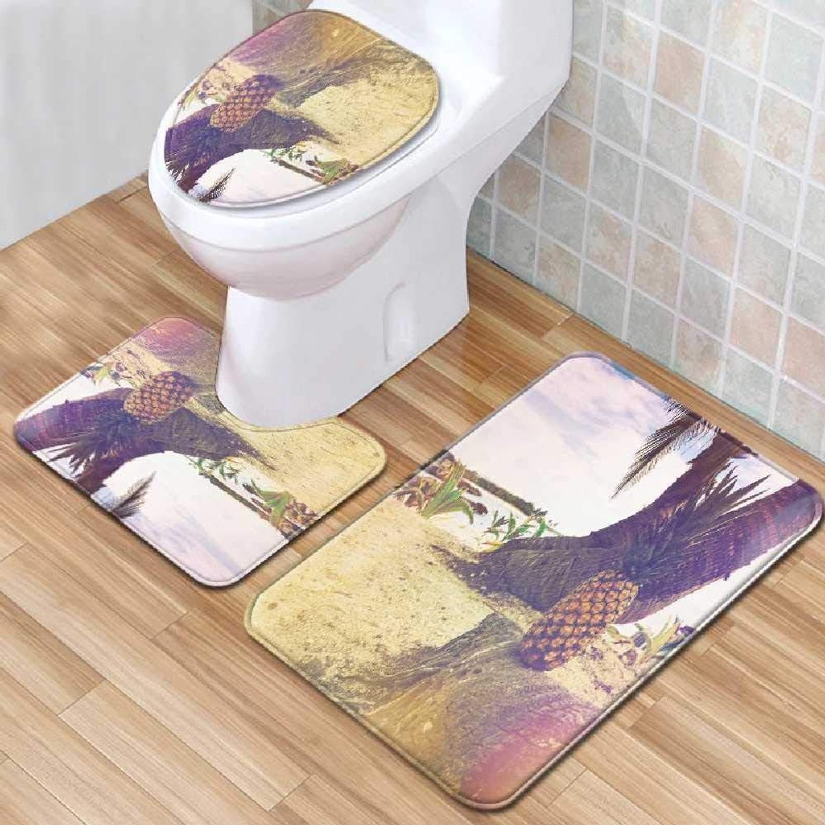 Zicht Driedelige Badkamer Anti-slip Mat, Tapijt, Wc-mat Set, Deurmat, Badkamer Anti-slip Mat, Badkamer Mat 50cmx80cm