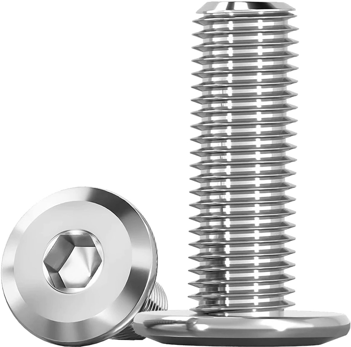 M8 x 25 mm, platte kopschroeven, roestvrij staal, A2 V2A schroeven met halfronde kop, roestvrijstalen schroeven, volledige schroefdraad