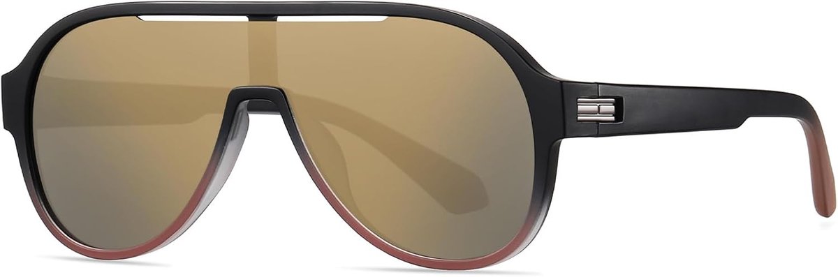 Gepolariseerde pilotenzonnebril voor heren dames Trendy Retro TR90 One-Piece Color Mirror Shades 90s Eyewear