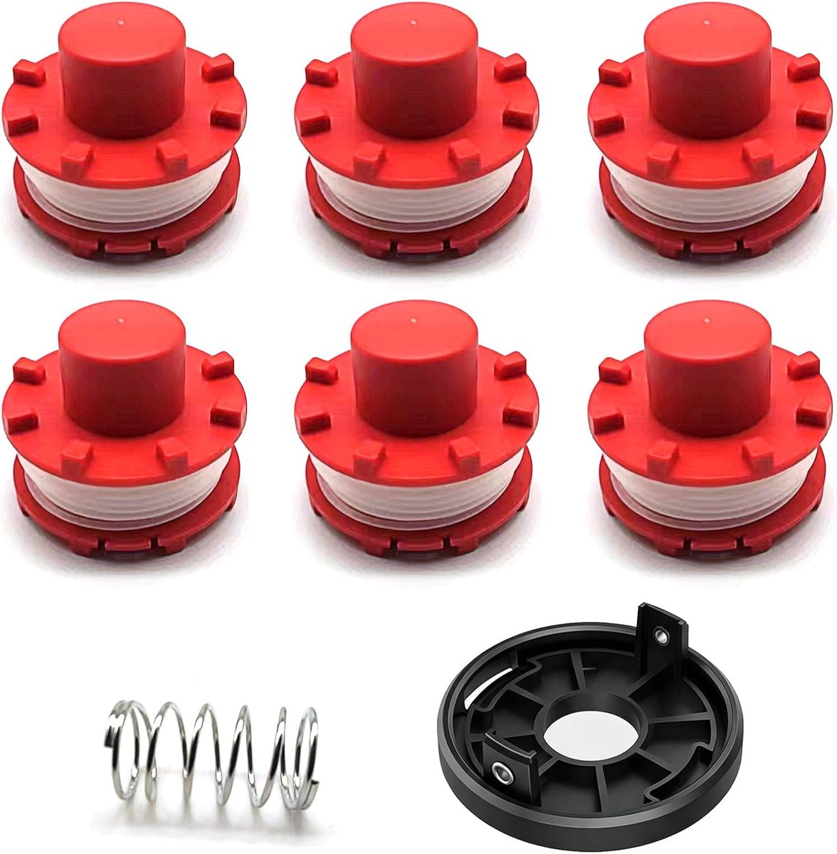 Spoelenset voor Einhell GE-CT 36/30 Li E SOLO AGILLO 36/255 BL AGILLO 18/200 (Vervanging: 3405096), 6 draadspoelen + 1 draadspoelkappen + 1 geveerd