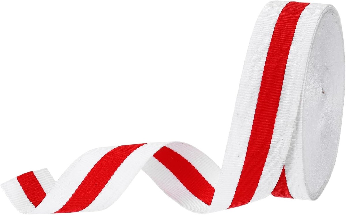 1 inch Wit Rood Gestreept Grosgrain Lint, 10 Yard Polyester Stof Streep Craft Lint Dubbelzijdig Ontwerp Voor Boog Geschenkverpakking DIY Maken Kerstversiering