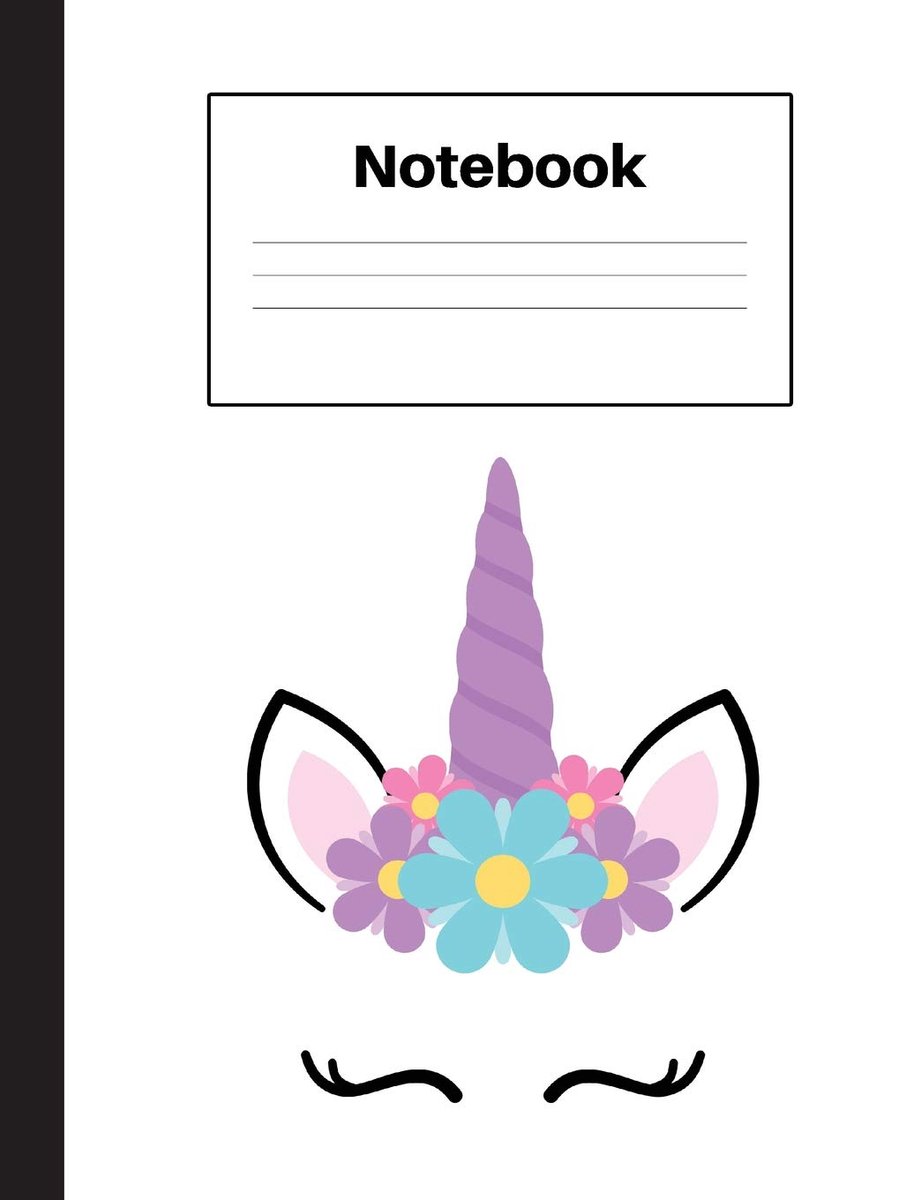Unicorn Blue Flower, Graph Paper 4x4, Notebook Home Office School Student Teacher Homeschool, 7.4 x 9.7 in, 200 pages for kids, school, home, students, teachers