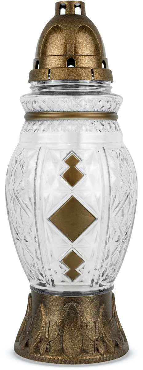 Merkloos Glazen Znicz 33 cm Goudkleurig - Decoratief Graflicht