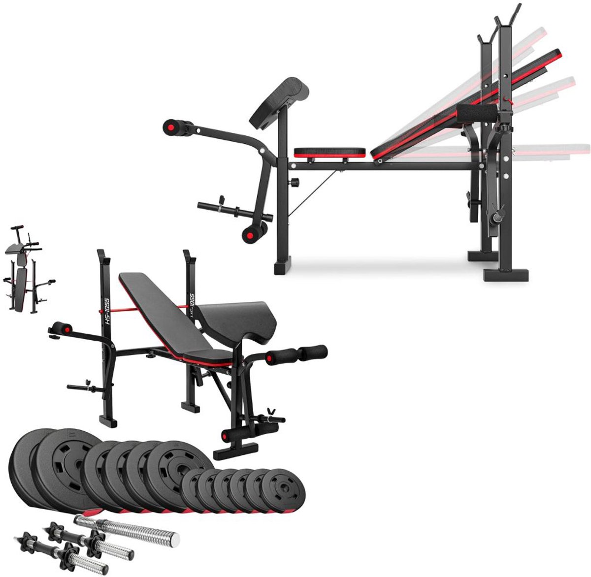 Zavio® Fitnessbank - Halterbank - Trainingsbank - Zwart