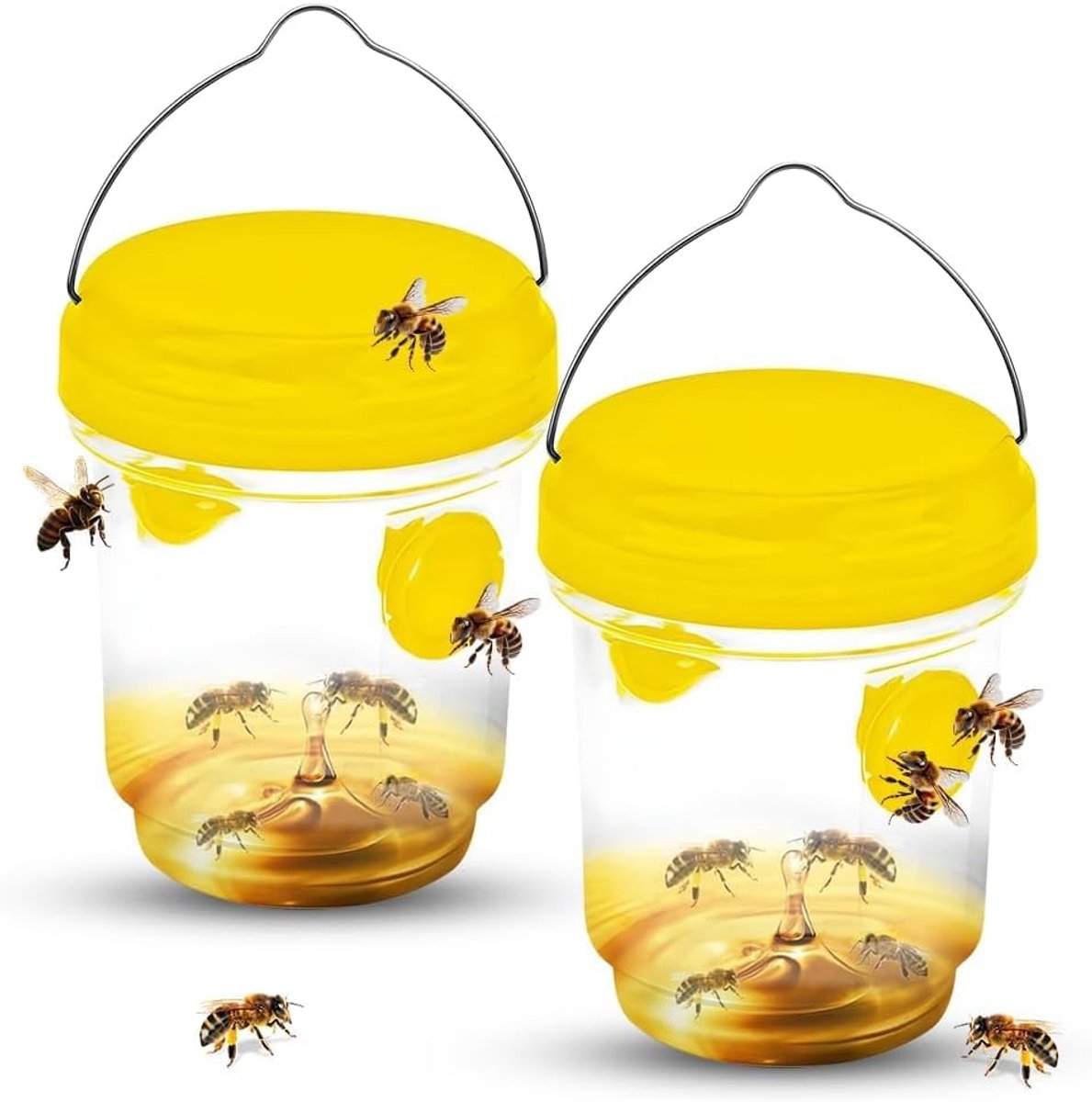 Wespenval voor buiten - 2 stuks wespenafweer wespen verdrijven levende val om op te hangen - val tegen wespen - hoorns - muggen - steekmuggen - fruitvliegen (geel)
