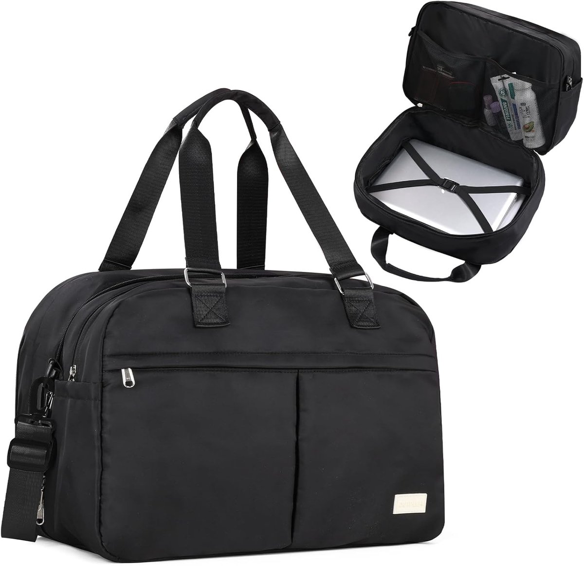23-35L uitbreidbare reistas voor vrouwen - carry on weekendtas met natte zak voor reizen - sportschool - weekend en zakenreis - Zwart - 23-35l - Plunjerugzakken