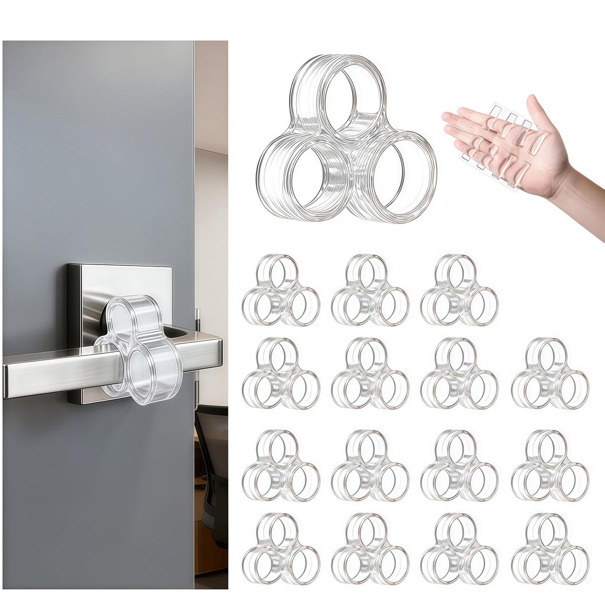 SolidKeus - Set van 16 Transparante Deurbuffers van Silicone