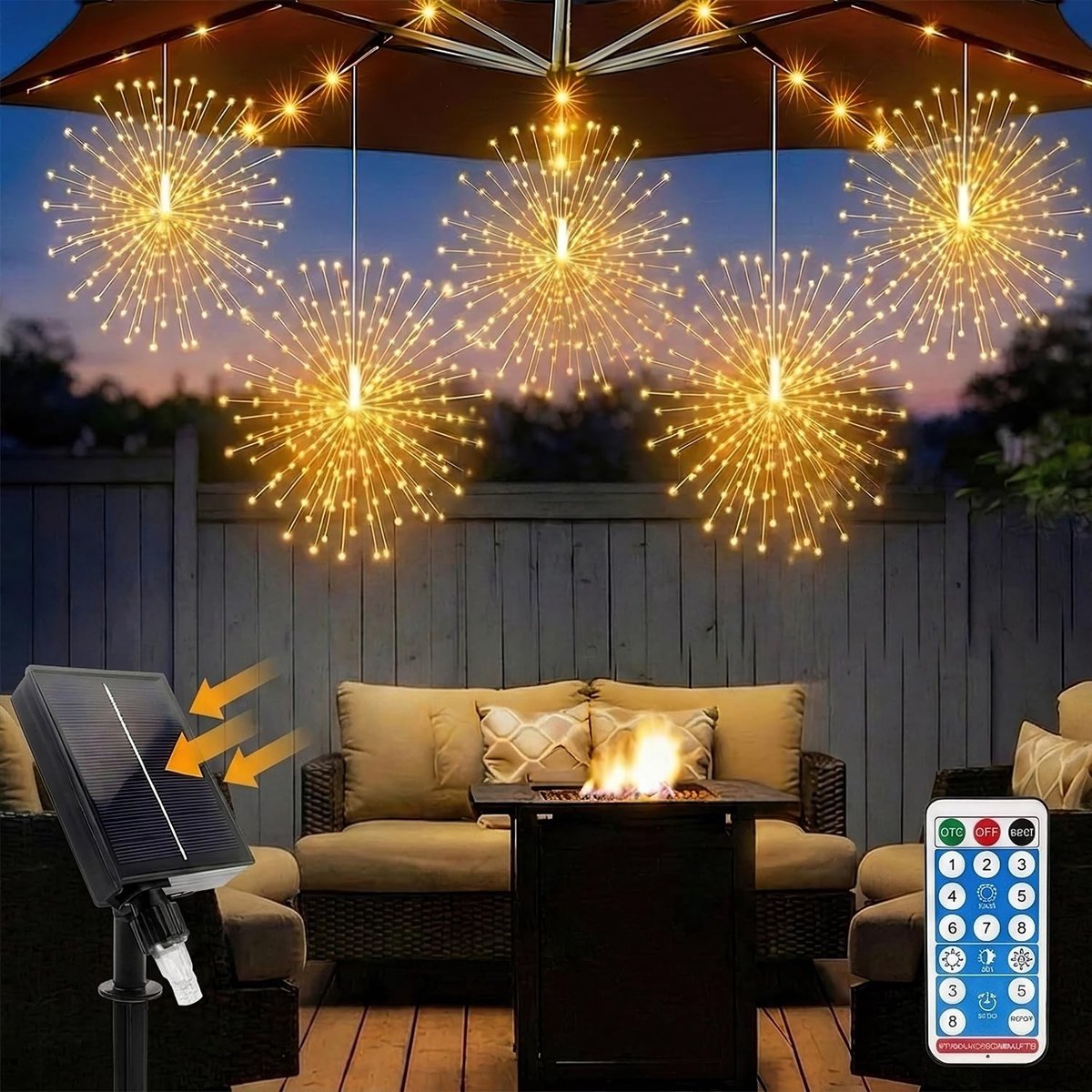 SolidKeus - LED Vuurwerk Lichtketting op Zonne-energie voor Buiten