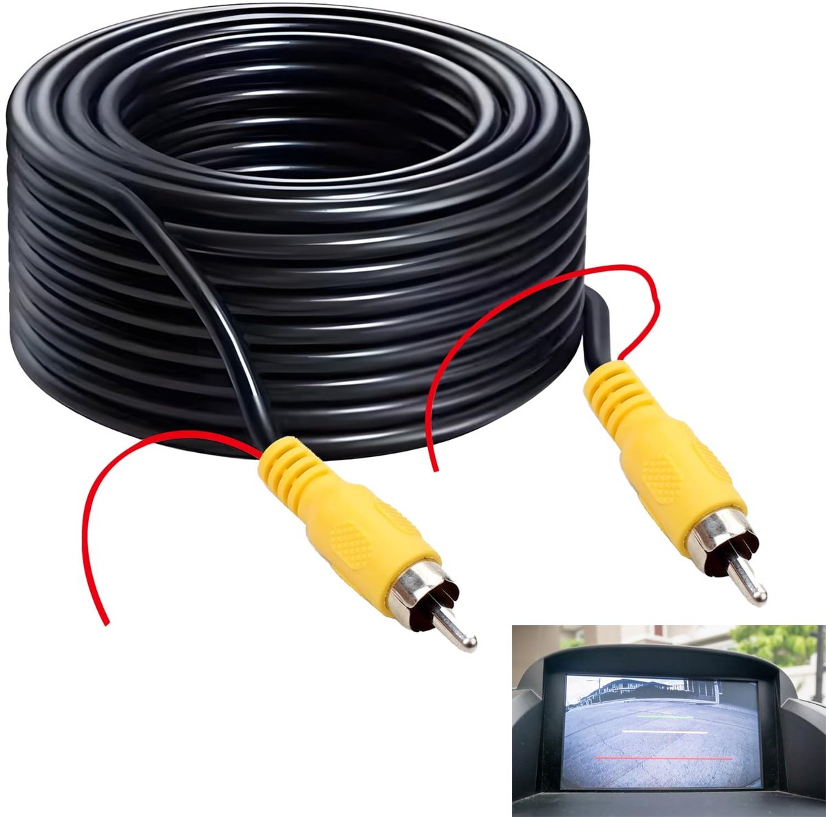 SolidKeus - 10m RCA Video Kabel voor Achteruitrijcamera en Auto Toepassingen