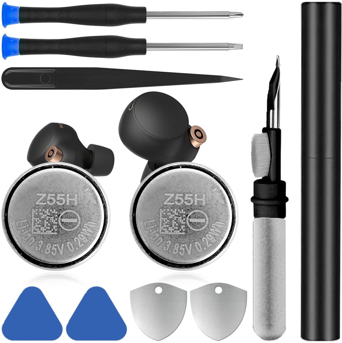 SolidKeus - 2 Stuks Vervangende Batterijen voor Bluetooth Headset met Gereedschapsset