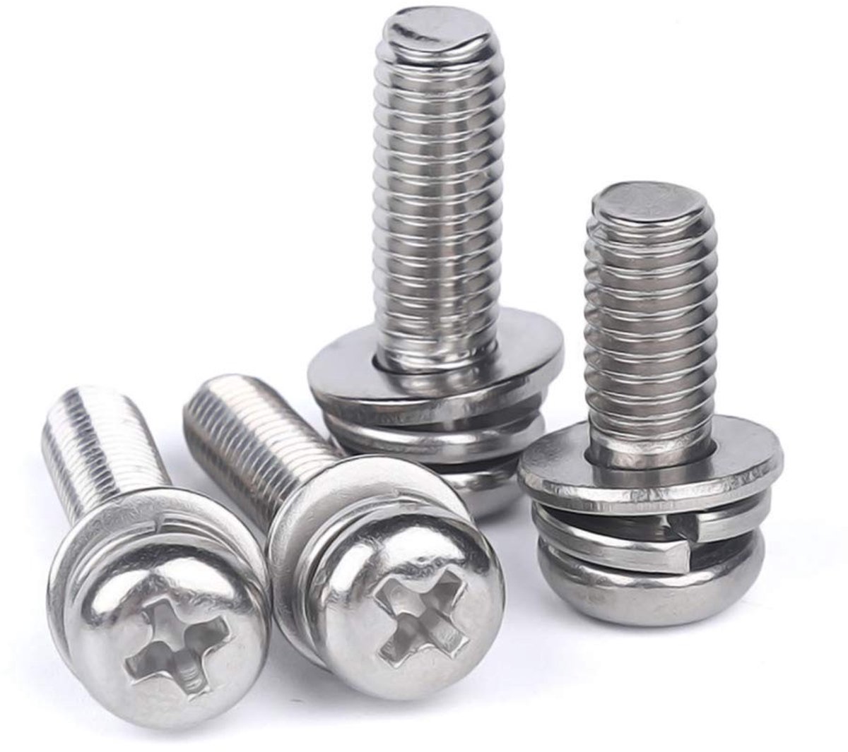 SolidKeus - Set van 10 RVS Platte Schroeven met Ringen