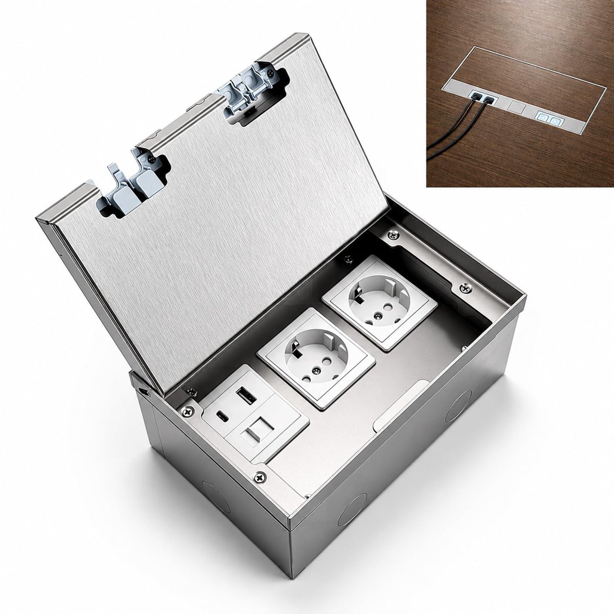 SolidKeus - Inbouw Vloerstopcontact met USB-C en RJ45, Waterdicht