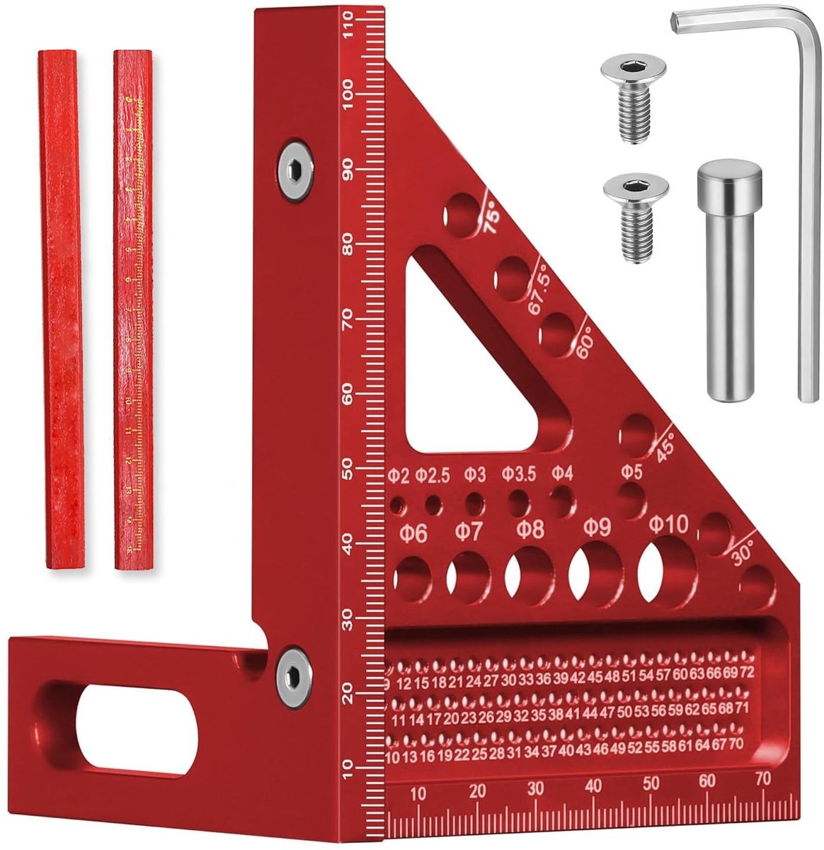 SolidKeus - 3D Miter Hoek Meetinstrument van Aluminium met 11 Boorgaten
