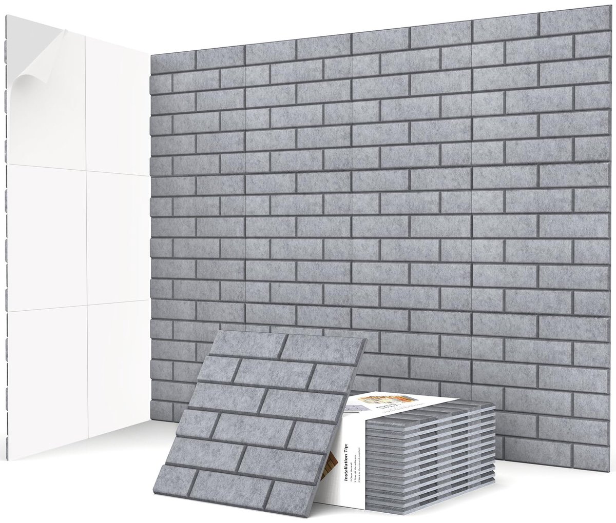 SolidKeus - 12 Stuks Zelfklevende Geluidsabsorberende Panelen voor Geluidsisolatie