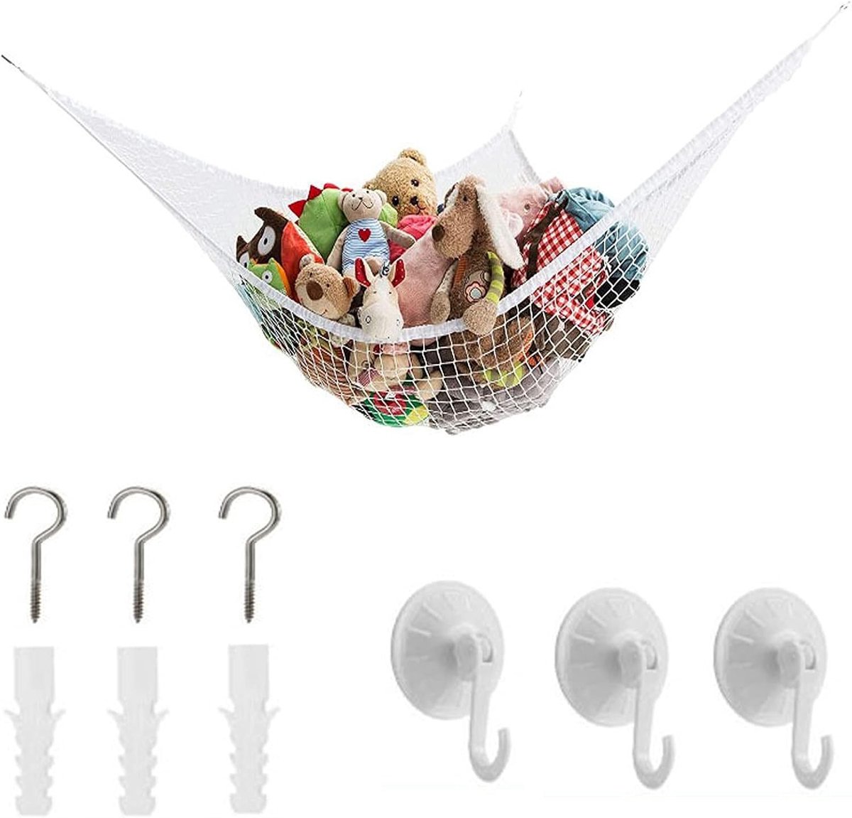 Hammock voor Tidy Storage, Ideaal voor het Organiseren van Dagelijkse Benodigdheden en Kledingopslag in Wit