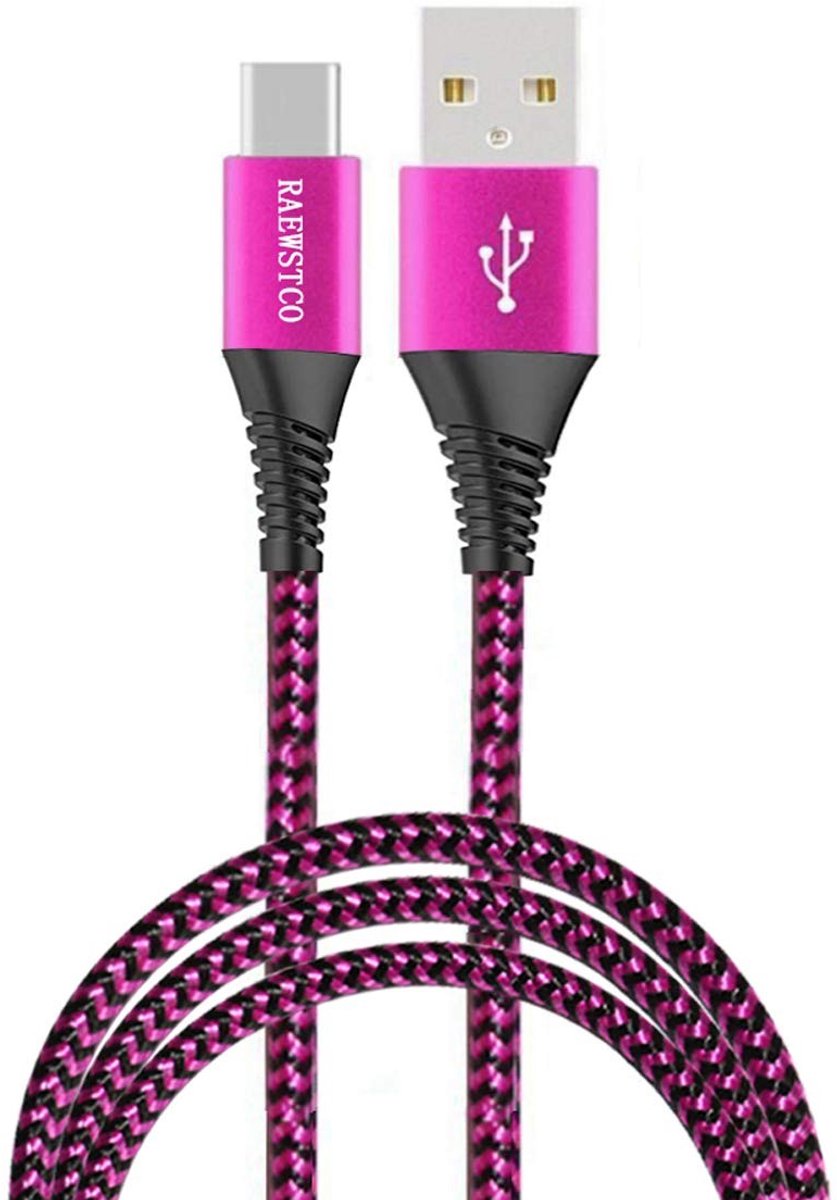 SolidKeus - USB-C Oplaadkabel 1m, Snelle 3A Nylon Kabel