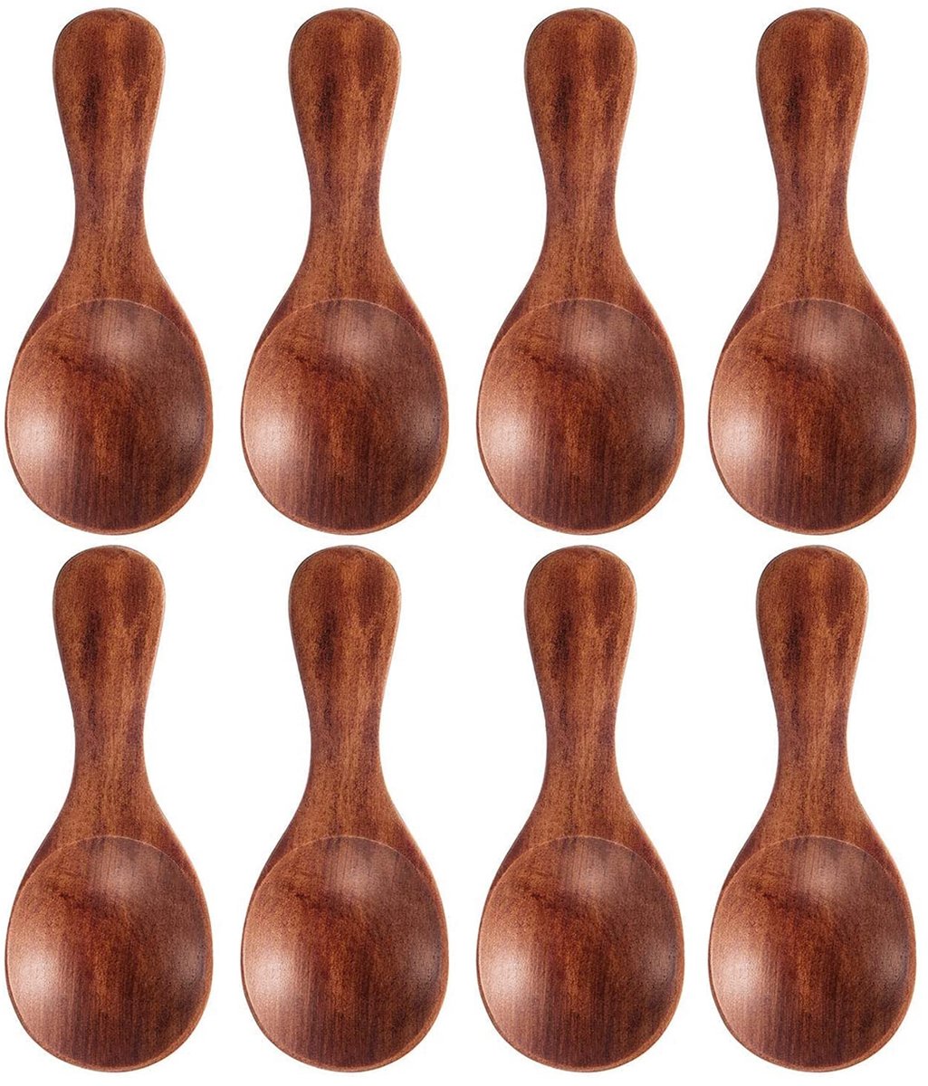 SolidKeus - Set van 8 Kleine Houten Lepels voor Keuken en Bakken