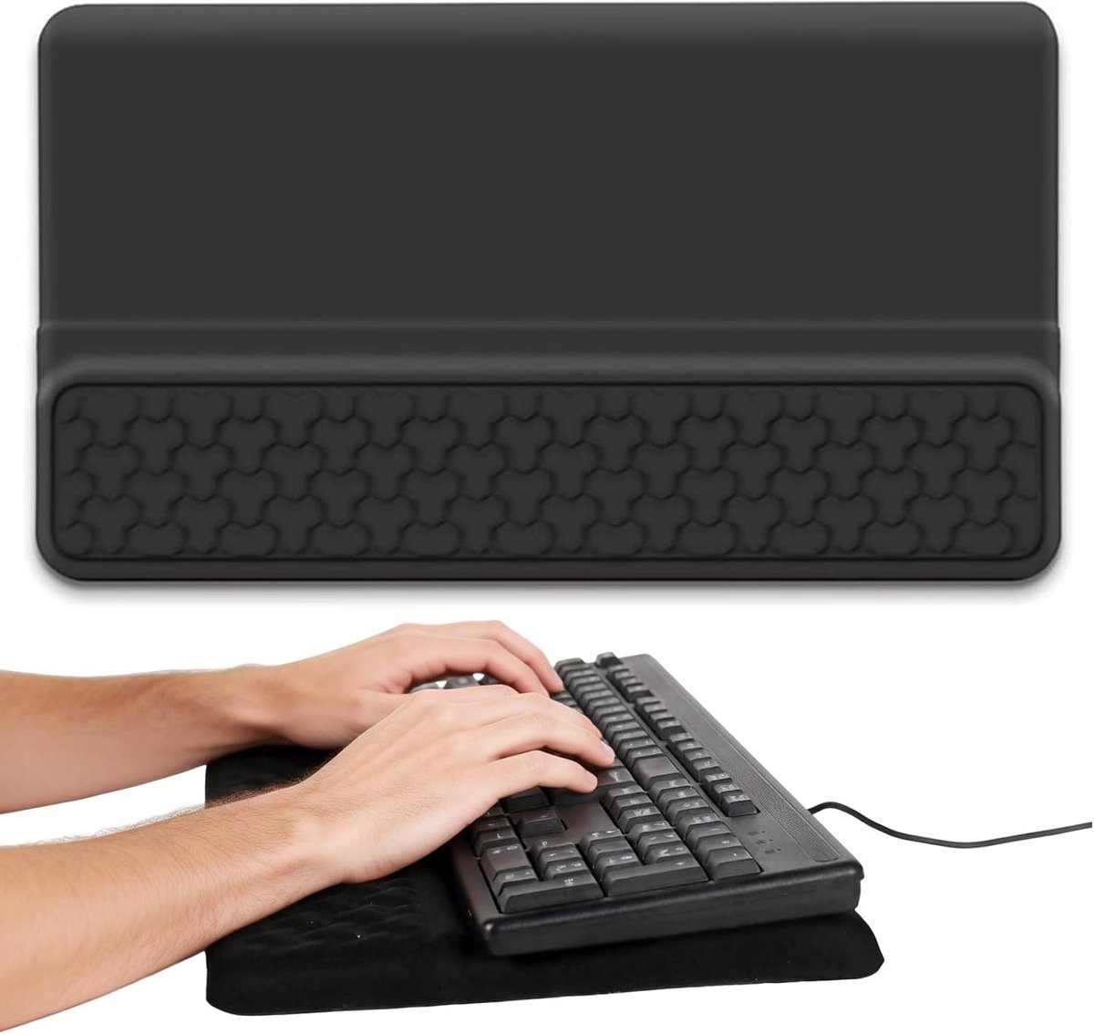 Ergonomische 3-delige set met polssteun voor toetsenbord, muis en muismat van traagschuim - Antislip, Comfortabel voor Thuis en Kantoor, Zwart