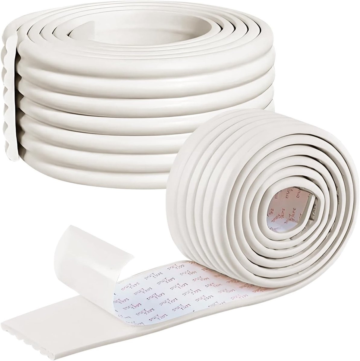 Set van 2 Zelfklevende Schuim Hoekbeschermers voor Tafel- en Meubelranden - Veiligheidsbuffer van 8 cm Breed, 5 m en 2 m Lang (Wit)