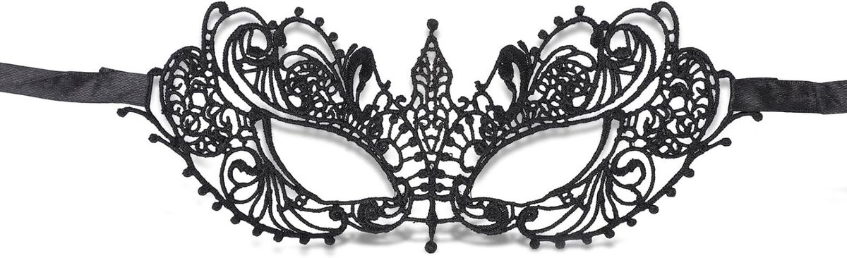 Elegante Zwarte Kanten Venetiaanse Oogmasker voor Vrouwen - Perfect voor Kostuumfeesten, Halloween en Carnaval Accessoires