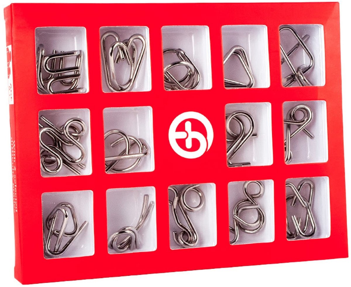 SolidKeus - Set van 15 Metaal Puzzels voor Breintraining