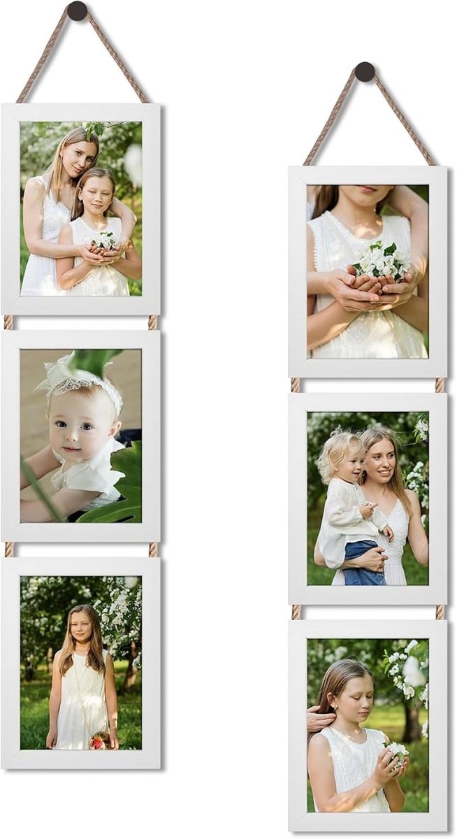 Fotolijst Collage 6 stuks 13x18 cm Wit - Hangen met Touw - Wanddecoratie