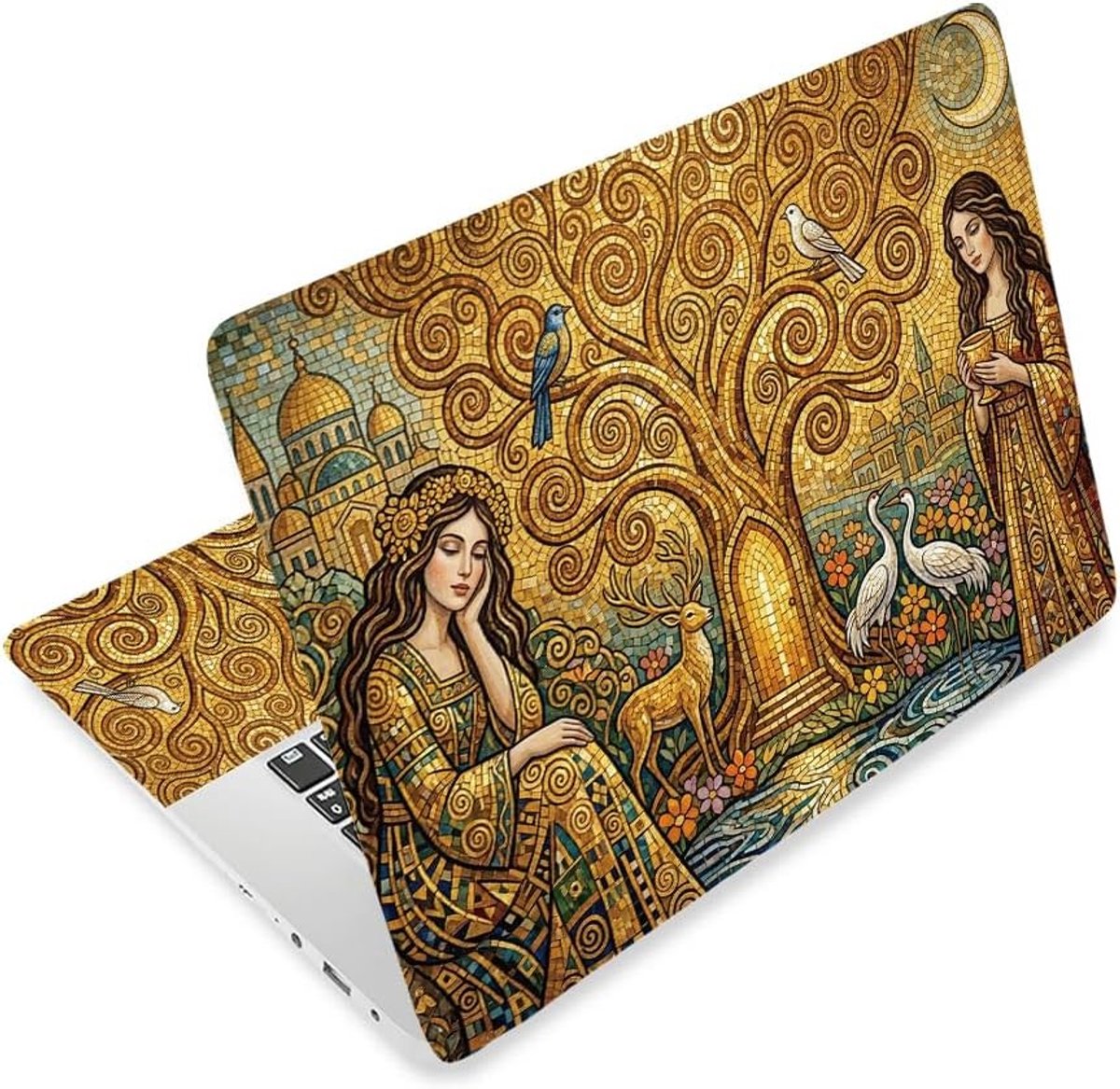 Laptop Skin Stickers Set Goud - Waterdichte, Zelfklevende PVC Art Decal voor Universele Notebooks en Laptops van 12 tot 15.6 inch
