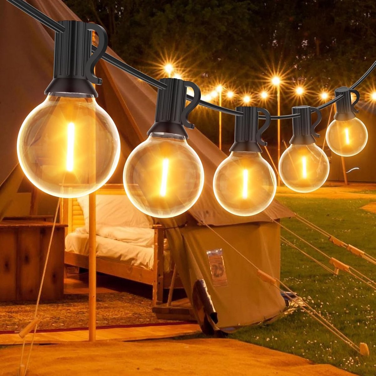Tuinverlichting buiten lichtsnoern - Warm wit - 7.6 meter - Waterdichte LED lichtketting met 13 kunststof lampen - Voor tuin en feest