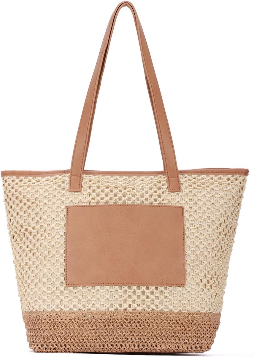 Strotas voor dames, geweven stro schoudertas, grote zomer strandtas, reizen strandtas