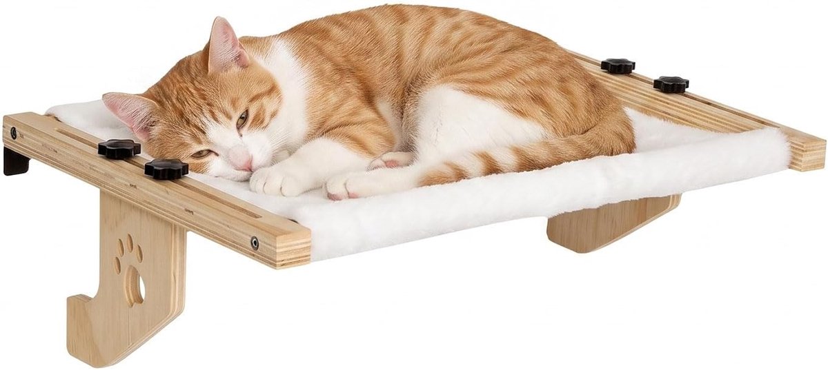 Bureau, kattenraamligstoel voor ramen en balkon, zacht kattenbed, vensterbank met afneembare, omkeerbare hoes, belastbaar tot 15 kg