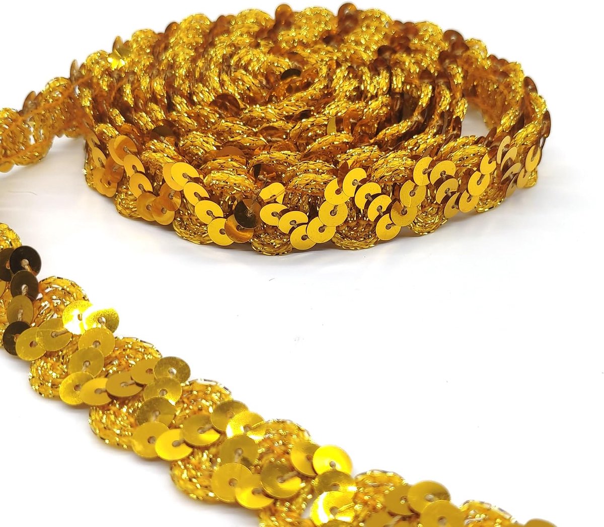 12 Yards 15 mm Pailletten Linten, Buikdansgordel Paillettenlint Paillette Paillette Trim Paillettenlint Glitter Lint van Decoratief Lint voor DIY Naaien Kostuums Handwerk Versieringen (Goud)