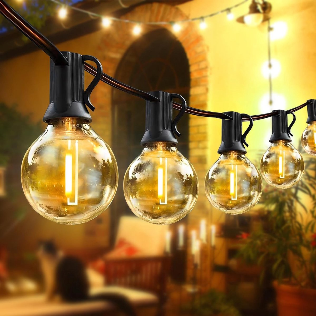 Lichtsnoer voor Buiten - Warmwit - 20 m - Waterdicht LED met 30 + 4 G40-lampen - Voor Tuin en Decoratie