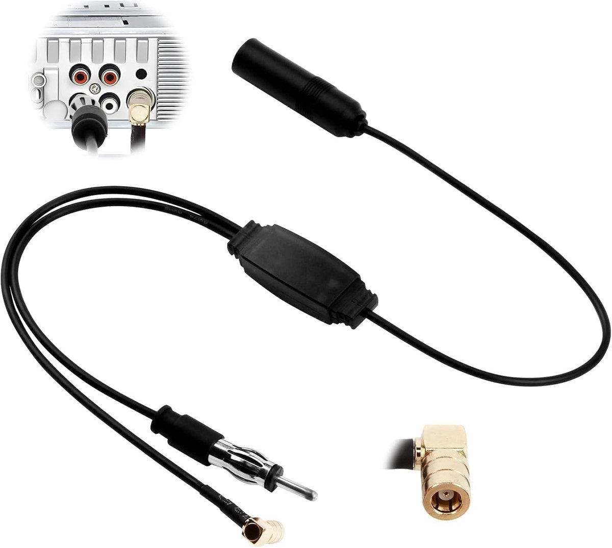 Actieve splitteradapter voor auto – compatibel met JVC, Kenwood, Sony, Alpine, Pioneer, converteert VHF/FM-signalen naar Dab/Dab+, plug-and-play-installatie