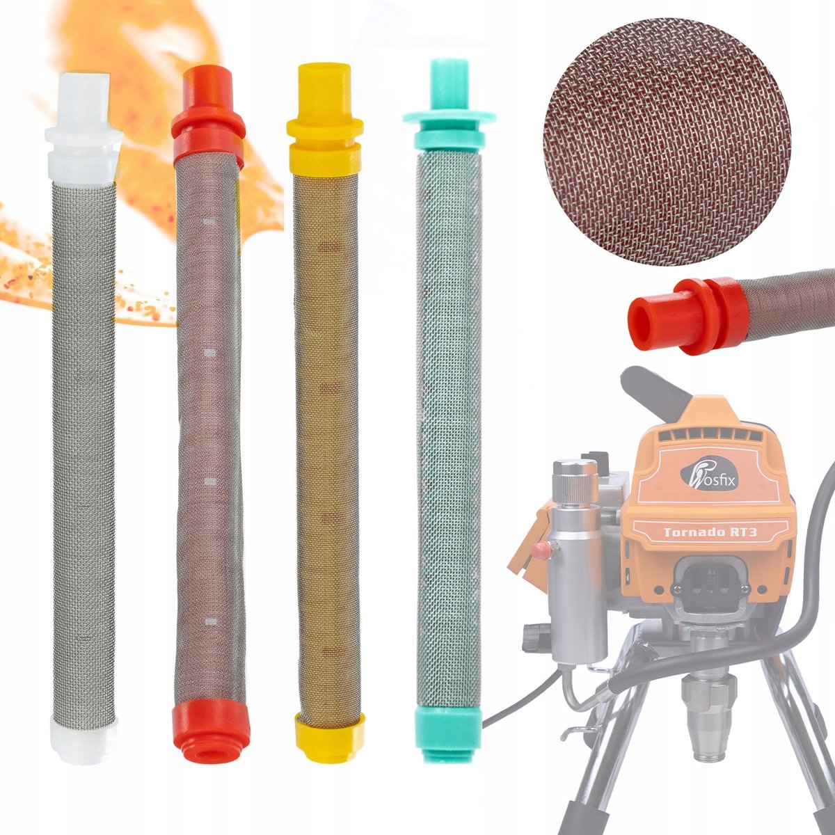 Rosfix Vingerfilter Set - 60/100/200/30 Mesh - Duurzaam Metaal/Kunststof - Ø9–10,8mm - L93,5–96,8mm