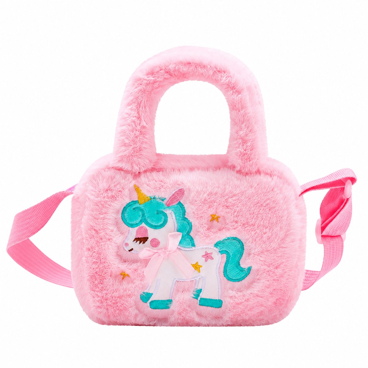 Casalora Crossbodytas voor kinderen – Pluche eenhoorntas – Handtas voor kinderen – Eenhoorntasje voor meisjes – Zacht en comfortabel – Geschikt voor kleine meisjes – Roze