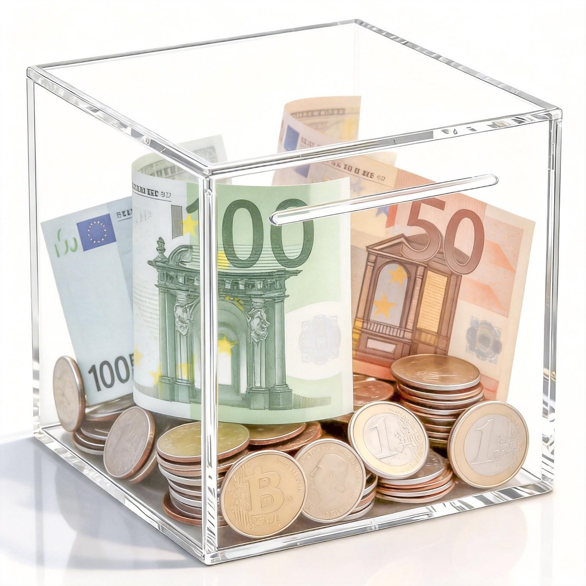 Omgoods - Transparante Acryl Spaarpot, 12 x 12 x 12 cm