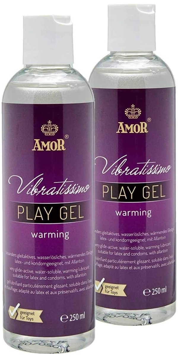 AMOR Vibratissimo® "PlayGel warming" 500ml lubrificante medico a base di acqua, dall’effetto duraturo, dermatologicamente testato, senza olio, parabeni, incolore e inodore