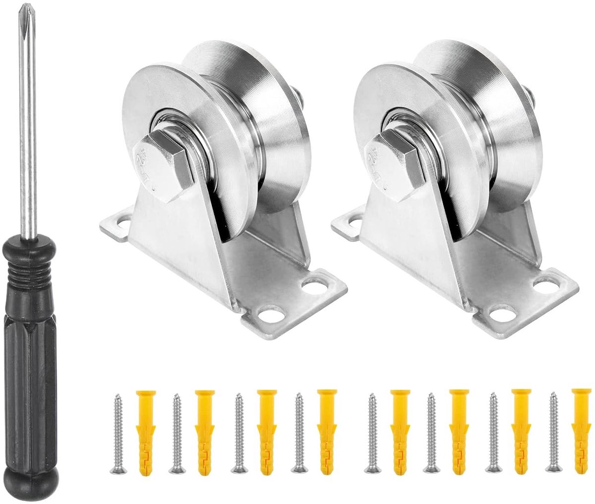 Omgoods - Set van 2 RVS Bypass Pulleys met 200 kg Capaciteit