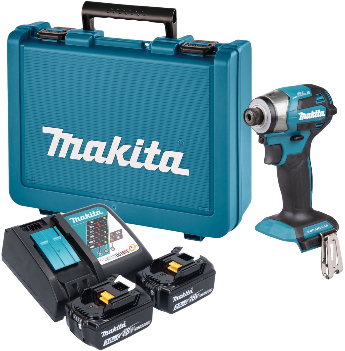 Makita DTD 173 RFE accu-slagmoersleutel 18 V 180 Nm 1/4" borstelloos + 2x accu 3,0 Ah + oplader + koffer