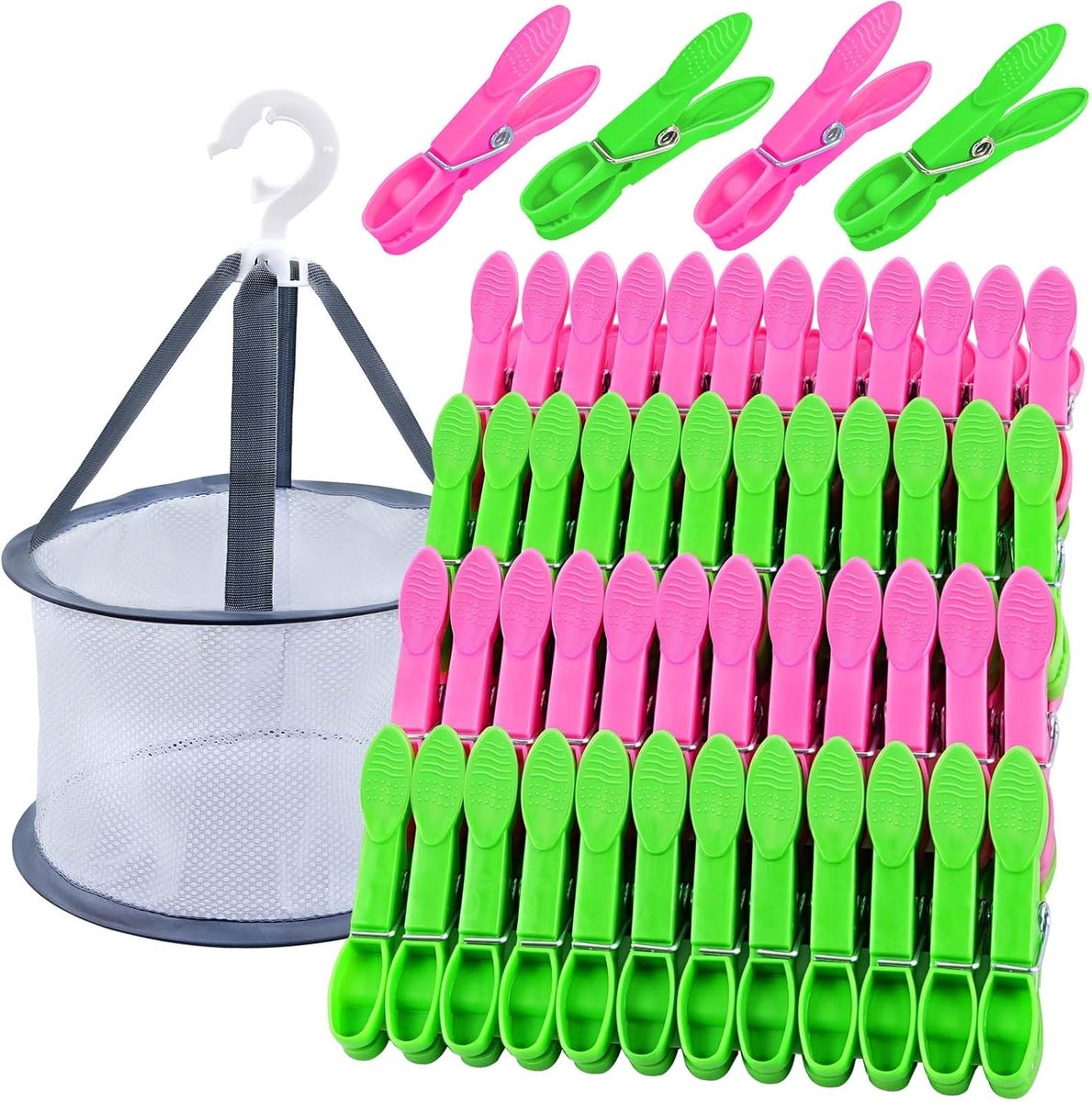 48 stuks wasknijpers met wasknijpers - windbestendige kleurrijke knijperzakken voor wasknijpers - plastic wasknijpers - zonder afdruk - sokkenklemmen voor waslijnen en kleding - sokken