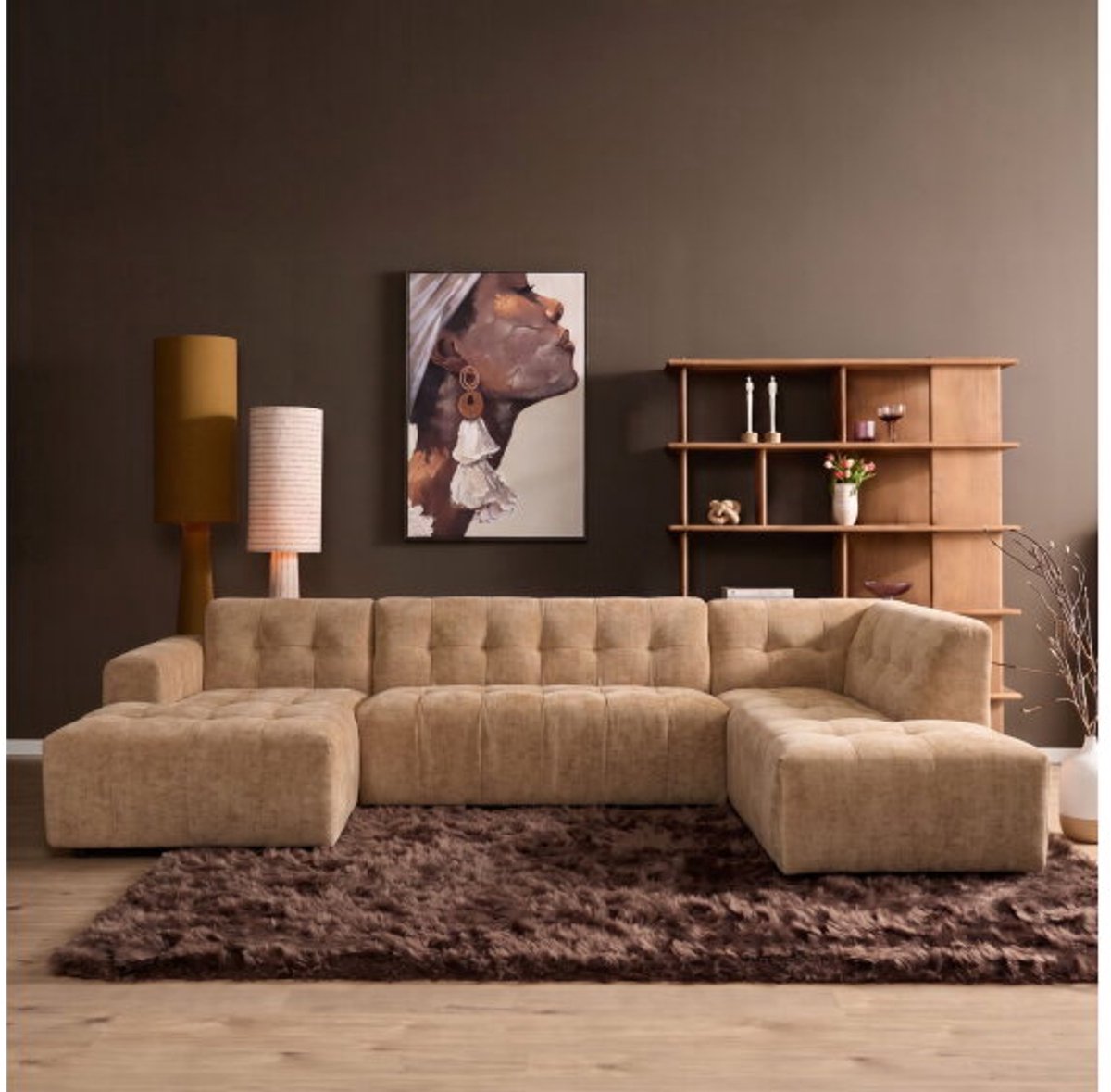 MySofa Ruby U-bank Camel Lounge L + 2,5 + Ottomane R
