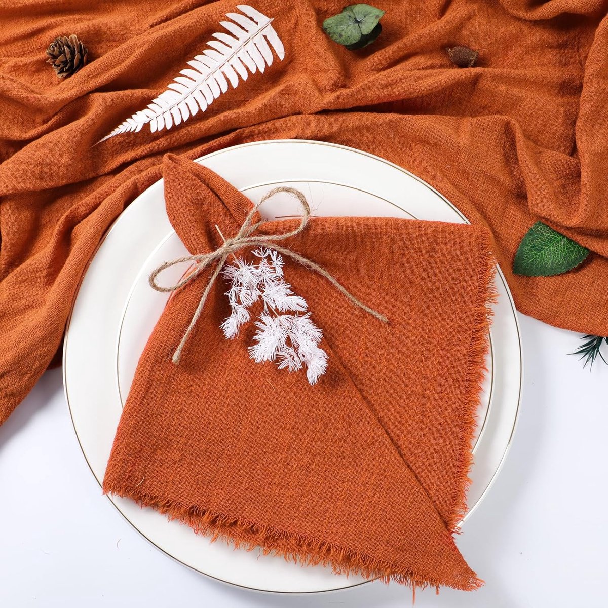 50Pcs Kerst Groen Gaas Katoen Servet Herbruikbare Theedoek Bruiloft Tafel Decor Retro Bramen servetten 42x42cm
