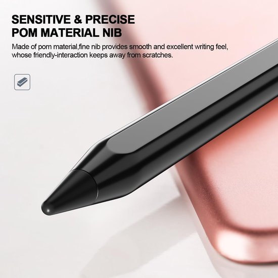 Capacitieve stylus, 2-in-1 styluspen, touchscreen, 1,45 mm, hoge precisie, universele capacitieve stylus, compatibel met smartphones, tablets, Apple iPhone/iPad, zwart — afbeelding 4