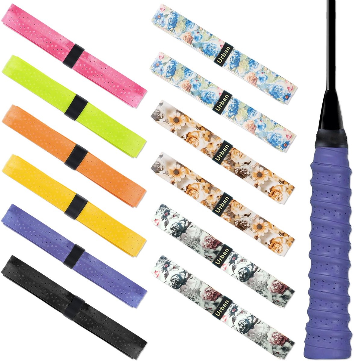 SolidKeus - Set van 12 Grip Bands voor Tennis en Badminton