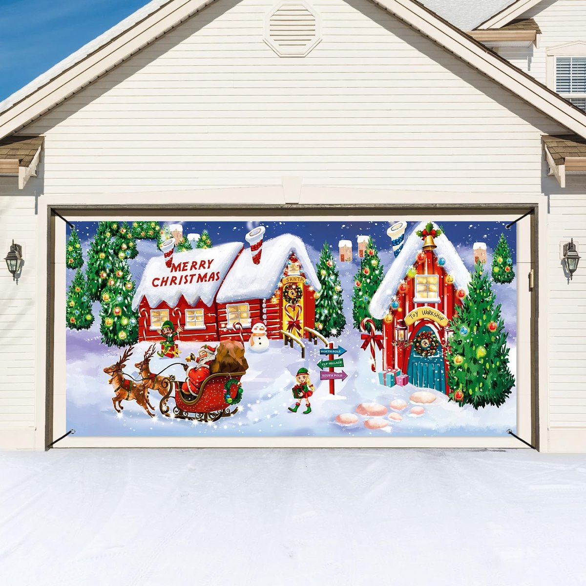 SolidKeus - Grote Kerstbanner met Sneeuwman en Kerstman