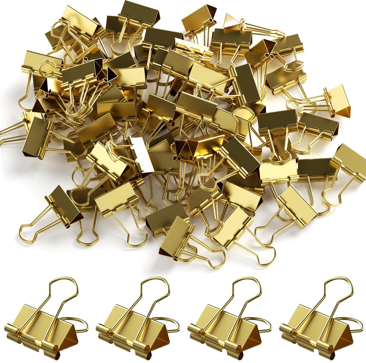 SolidKeus - Set van 100 Foldback Clips 19mm Goud