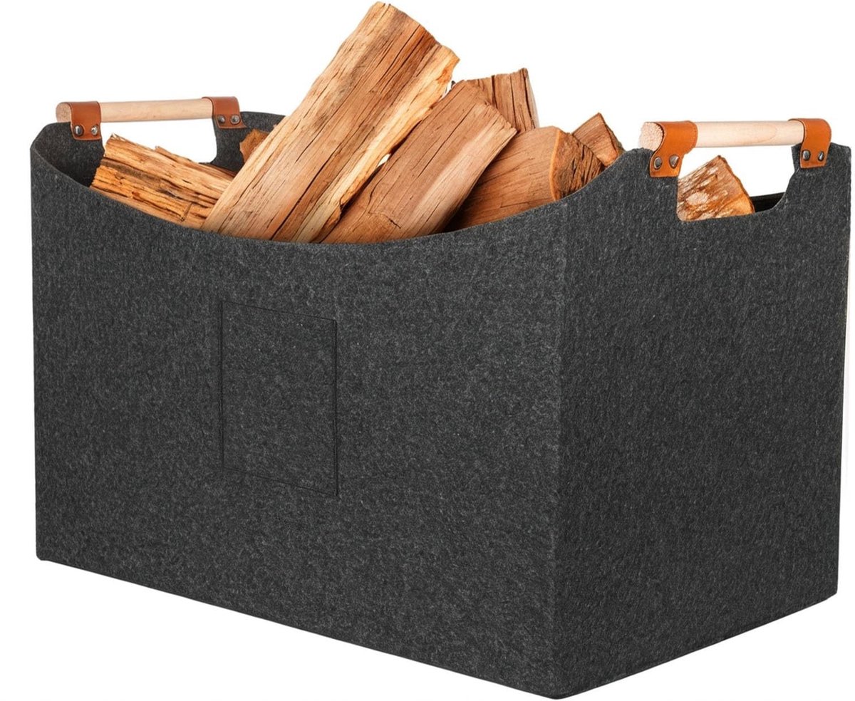 SolidKeus - XXL Houtmand van Vilt voor Brandhout 55 x 32 x 40 cm